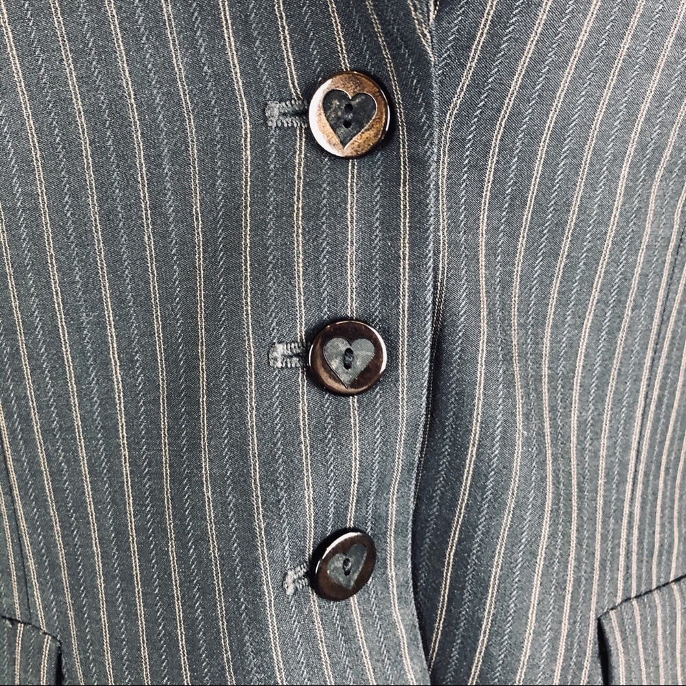 Rebecca Taylor gray pinstripe blazer wool blend size 10 - Picture 4 of 8